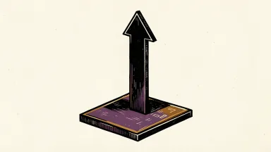 Synopsys price target raised: a silicon wafer with an upward arrow behind it.