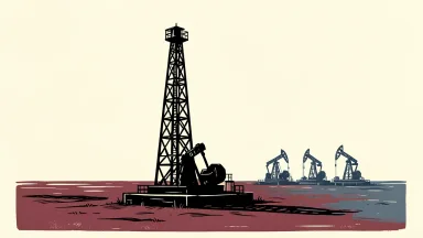 US total rig count rises to 603, depicted by a lone derrick on a plain with distant pumpjacks.