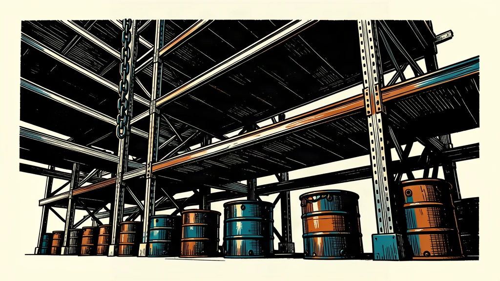 An editorial illustration showing a mostly empty munitions storage rack with only a few canisters remaining, representing strained stockpiles.