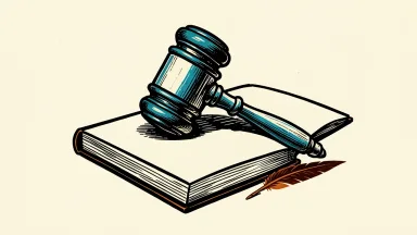 S&P Global's new chief legal officer is symbolized by a gavel on a book with a quill.