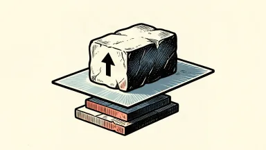 A heavy stone block with an upward arrow sits on a thin digital screen, showing the pressure of a price hike.