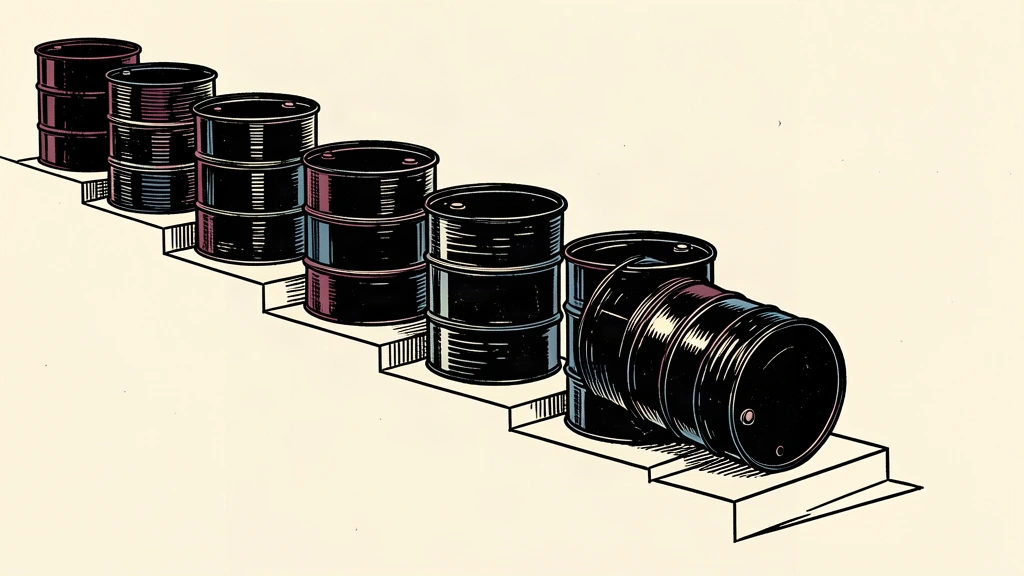 A sequence of oil drums descending a series of steps, illustrating a prolonged losing streak.