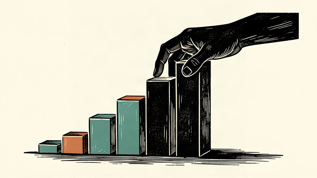 A stylized illustration showing a series of rising blocks with the final one being the tallest, supported by a silhouette hand.