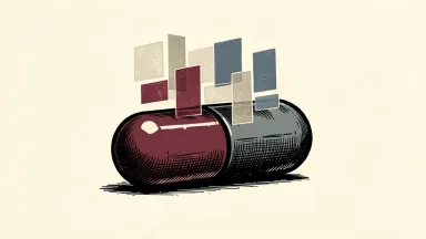 Simulations Plus Inc. (SLP) under a new analytical framework: a large pharmaceutical capsule being enclosed by a series of descending geometric data tiles.