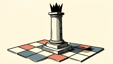 Omnicom recognized as a leader in digital marketing: a tall central pillar topped with a crown stands above a grid of smaller blocks.