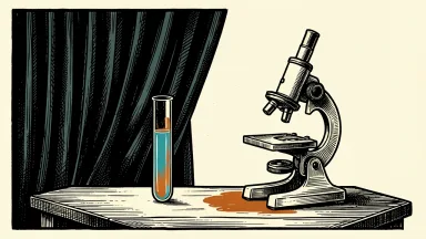 Caribou Biosciences discontinuing cancer programs and cutting staff: a single test tube and an idle microscope on a bench as a curtain is drawn.