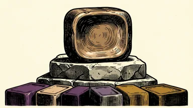 Procter & Gamble upgraded to Outperform by Evercore ISI: a single bar of soap sits on a high stone pedestal above a row of others.