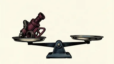 Dover Corp initiated at overweight by Wells Fargo: an industrial fuel nozzle on a balance scale tipping heavily downward.