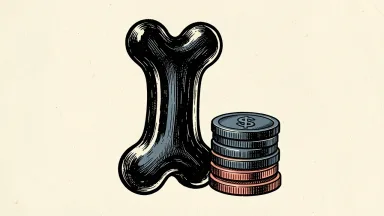 Johnson & Johnson orthopaedics sales depicted as a bone shape beside stacked coins.