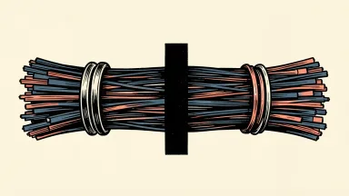 AT&T fiber venture ownership: a bundle of fiber optic cables split equally by a divider, with one side held by a single ring and the other by two rings.
