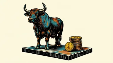 Charles Schwab's quarterly profit beats estimates, depicted by a bronze bull and gold coins.