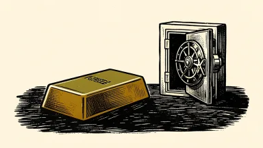 Streamex gold-backed shares are represented by a gold bar next to an open vault door.