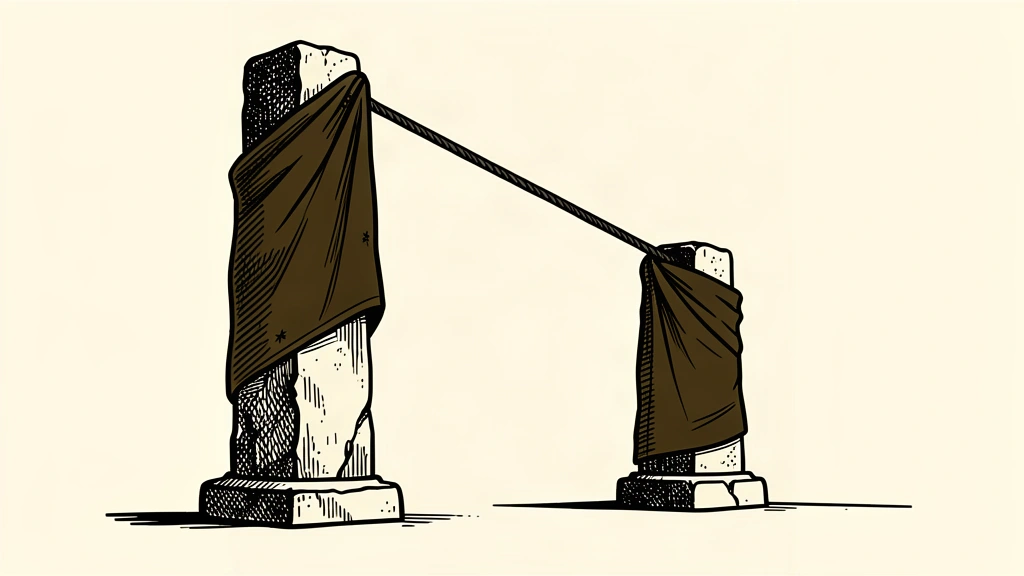 A conceptual illustration showing two stone pillars of different heights connected by a tensioned cable, representing the record yield spread between the US and China.