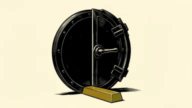 bioAffinity Technologies closes a $4 million offering: a heavy vault door stands ajar with a single gold bar resting inside.