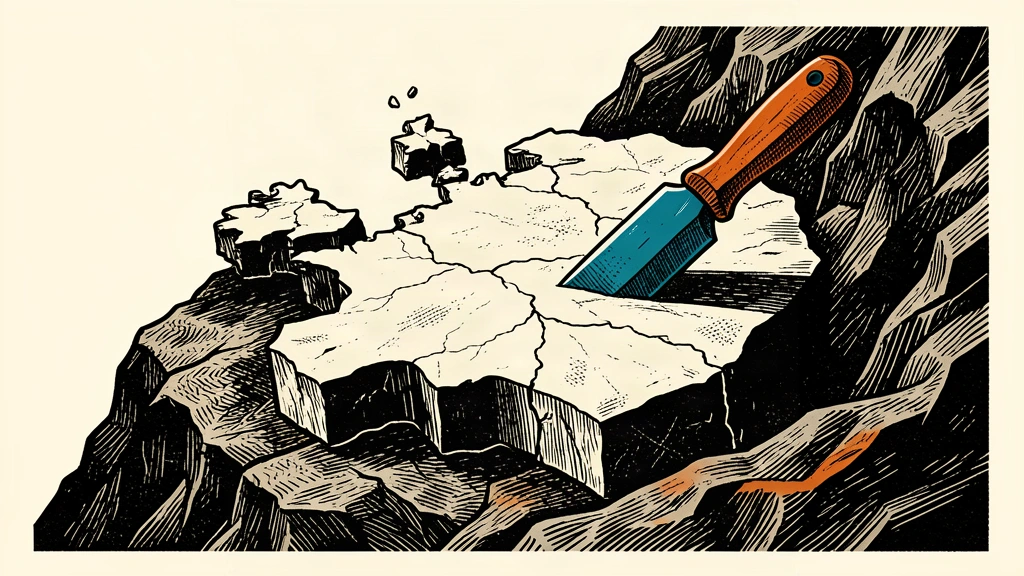 A conceptual illustration of a large stone continent being carved out of a mountain to represent European self-sufficiency.