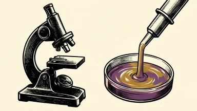 Oncolytics Biotech accelerating its REO 033 colorectal cancer study: a pipette fills the last in a series of petri dishes that form an upward curve next to a microscope.