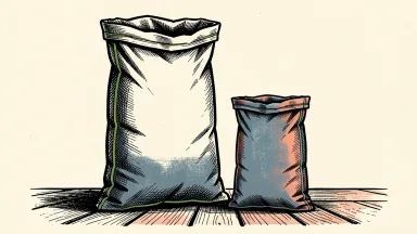 Corteva stock and Vylor spinoff: a large seed bag stands next to a smaller one on a plain floor.