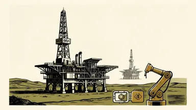Helmerich & Payne oil drilling rigs stand in an open field, representing strong quarterly results and the expansion of its robotics technology.