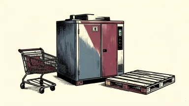 Dover's Hillphoenix launches a CO2 condensing unit shown beside a supermarket cart and a cold-storage pallet.