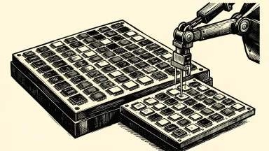 VIS expansion in Singapore: a fully occupied silicon wafer next to a new wafer being positioned by a robotic arm.