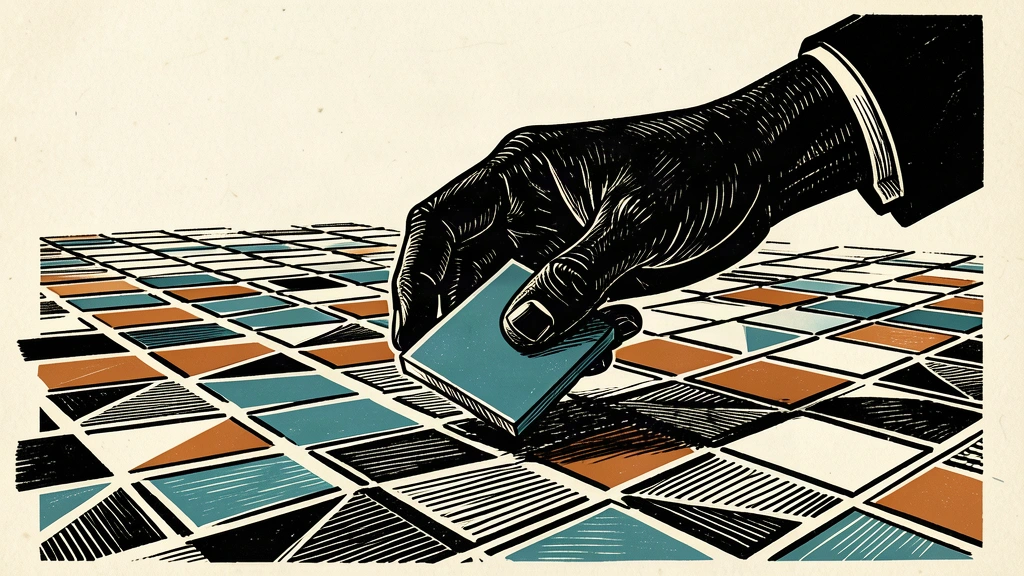 An editorial illustration showing a large hand selecting a single tile from a vast market grid, representing a significant insider stock purchase.