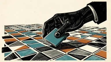 An editorial illustration showing a large hand selecting a single tile from a vast market grid, representing a significant insider stock purchase.