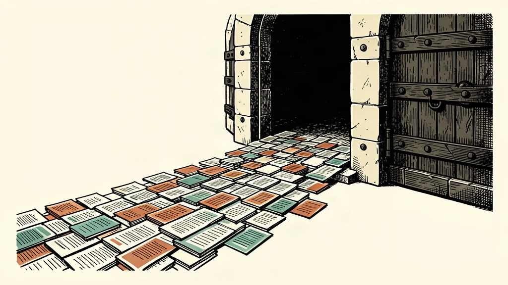 A stream of paper bills flows out from a heavy, open vault door.