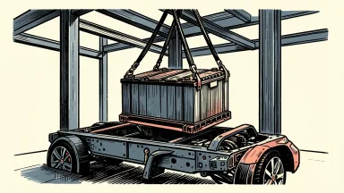 Toyota Motor North America opens a battery center: an electric vehicle battery pack is lowered into a car chassis in a modern facility.