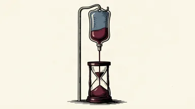 Johnson & Johnson's Carvykti data showing long-term remission: a single infusion bag connected to an hourglass with stopped sand.