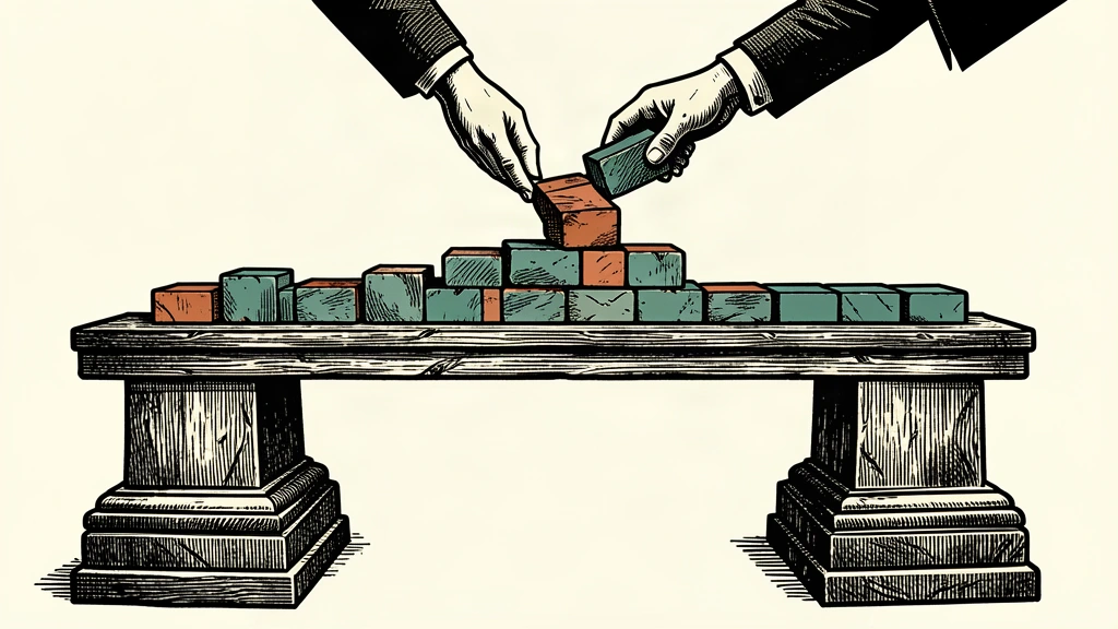 A conceptual illustration of a long-term bond auction showing a long stone beam supported by plinths with a stack of blocks representing the yield.