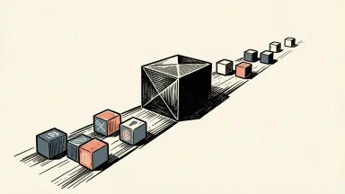 Microsoft's new decision model outperforming LLMs: a sharp, faceted geometric block leading a group of smaller blocks on a path.