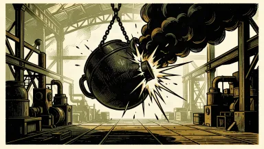 ArcelorMittal Kryvyi Rih plant disabled by strikes: a massive steel ladle ruptures under the force of an explosion with rising smoke.