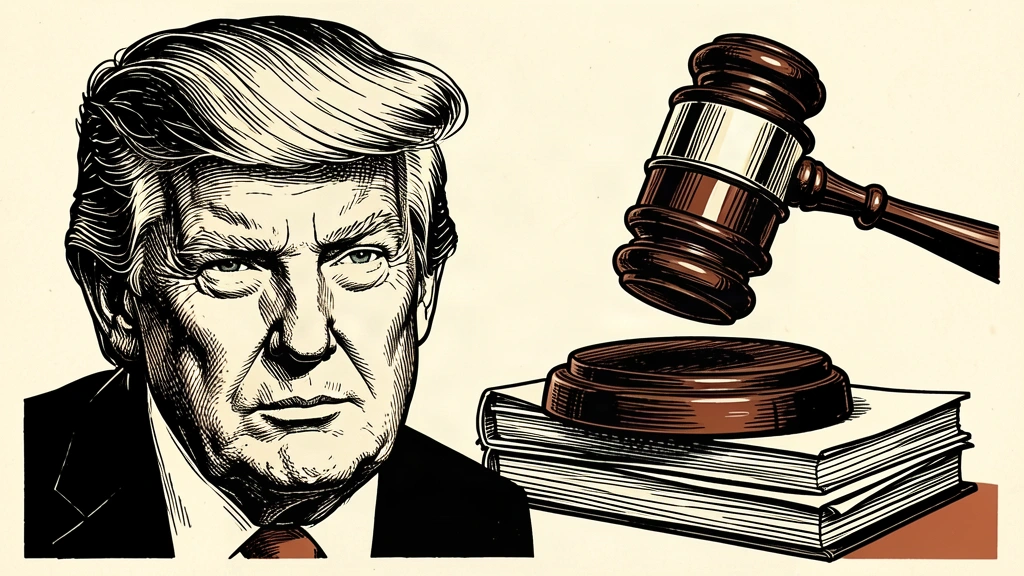 An editorial illustration of Donald Trump next to a stack of legal papers being struck by a gavel, representing the expansion of state-level enforcement. Identity photo references adapted into illustration: Daniel Torok (Public domain; https://commons.wikimedia.org/wiki/File:Official_Presidential_Portrait_of_President_Donald_J._Trump_(2025).jpg); source https://commons.wikimedia.org/wiki/File:Official_Presidential_Portrait_of_President_Donald_J._Trump_(2025).jpg