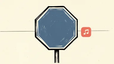 Meta bars ByteDance ads in the US, shown as a stop sign blocking a music note icon.