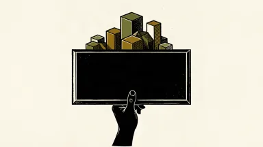 A conceptual illustration of a blocky digital card bridging a virtual world of cubes and a physical hand.