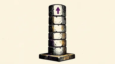 VeriSign's nine-day winning streak is shown as a stone column with nine grooves and an upward arrow.