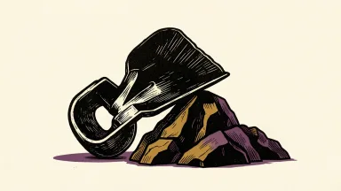 SSR Mining acquires Roxmore Resources, depicted by a mining shovel touching a rock formation.