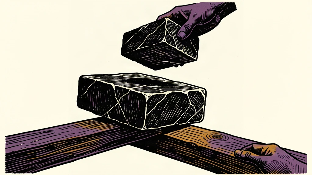 An editorial illustration showing a heavy block weighing down a wooden beam while another block is held above it, representing the decision to increase or hold interest rates.