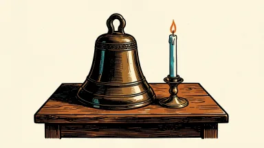 Charles Schwab is represented by a bronze bell and an unlit candle on a wooden table.