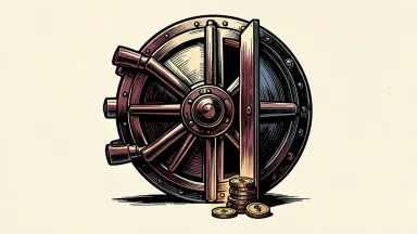 U.S. Bancorp's third-quarter revenue misses consensus, shown as a bank vault door slightly open with a small stack of gold coins inside.