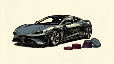 Tesla Roadster car on a surface with coins leaning away, showing investor indifference.