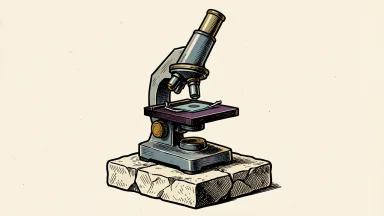 OmniAb price target raised by StoneX: a laboratory microscope elevated on a stone block.