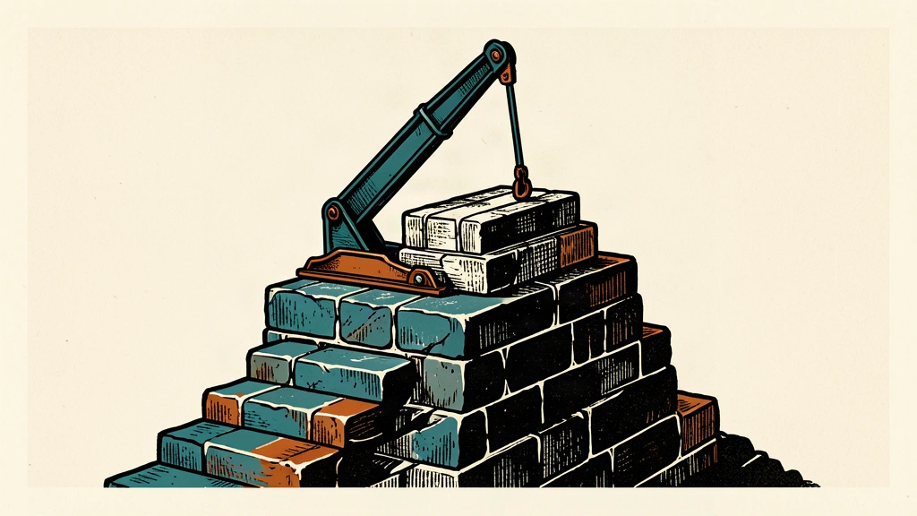 A heavy stone plinth is being jacked up to a higher notch in a vertical stone track, representing a significant upward revision in interest rate forecasts.