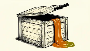 Gatorade recall over undeclared dye: a large shipping crate is pried open by a crowbar as a stream of orange ink spills from the gap.