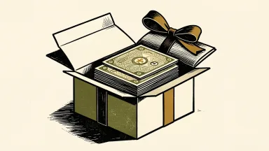 Natera chairman gifts shares depicted as a gift box with share certificates inside.