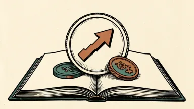 Robinhood Markets price target raised by Morgan Stanley, depicted as a coin with an upward arrow on an open book.