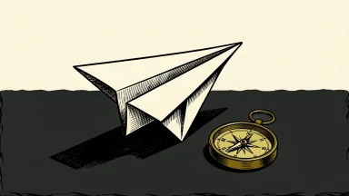 Lockheed Martin's stock rating is depicted as a paper airplane beside a compass on a dark surface.