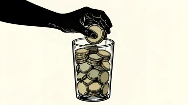 An editorial illustration showing a hand adding a large coin to a full stack inside a glass pillar, representing a CEO's significant stock purchase.