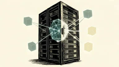 Dell AI Data Platform: A central server rack connects to a network of floating geometric nodes representing AI agents.
