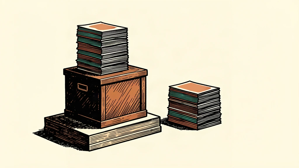 An editorial illustration showing two stacks of ballots of unequal height on a platform, representing a lead in an election poll.